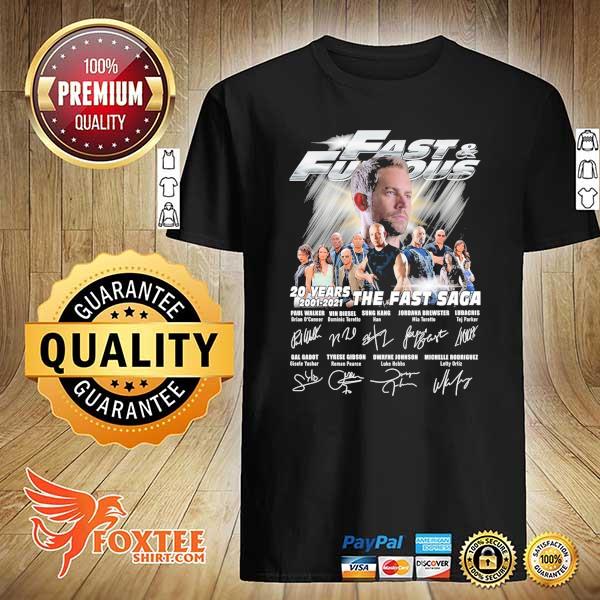 Official Fast And Furious 20 Years 2001 - 2021 The Fast Saga Signatures Shirt