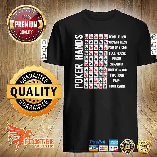 Poker Hands Cheat Sheet Card Three Of A Kind Two Pair High Card Shirt