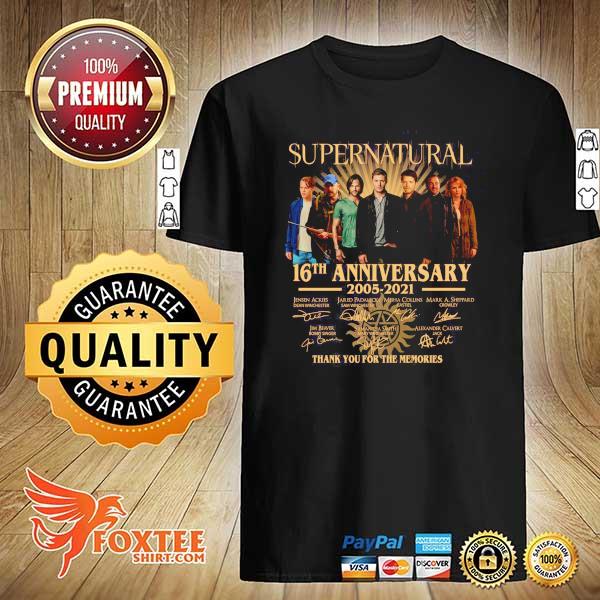 Supernatural 16h Anniversary 2005 - 2021 Signatures Thank You For The Memories Shirt