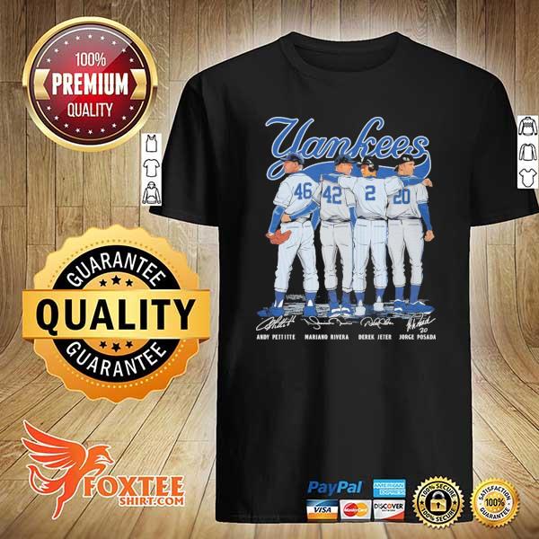 Yankees And Pettite Mariano Rivera Derek Jeter Jorge Posada Signatures Shirt