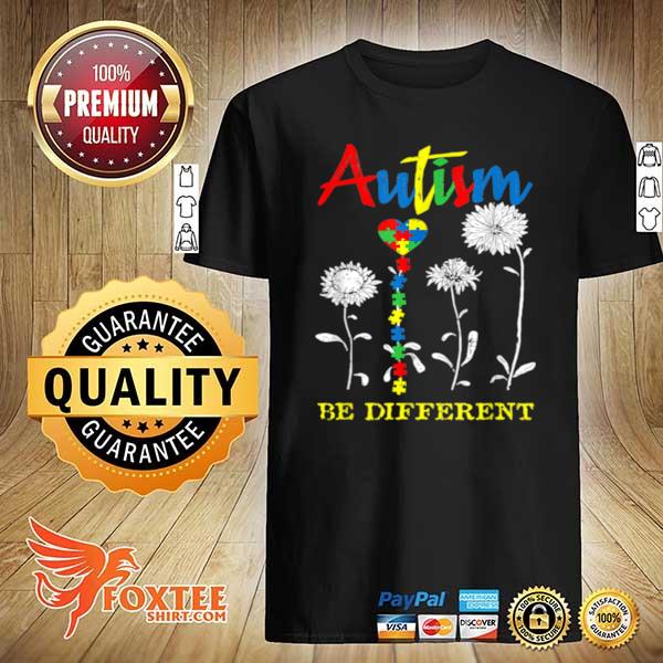 Awareness sunflower heart puzzle piece autism be different shirt