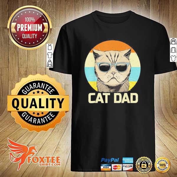 Cat dad in sunglasses vintage retro fathers day shirt