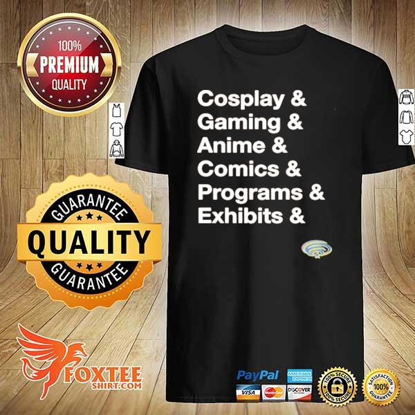 Cosplay gaming anime comics programs exhibits shirt