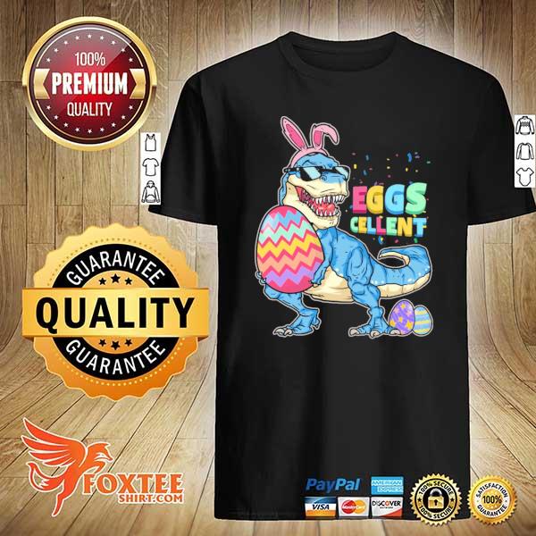 Funny eggscellent happy easter bunny dinosaur shirt