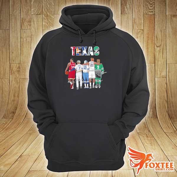 Texas Sport Teams With 34 Olajuwon 7 Biggio 12 Staubach 21 Duncan And 9 Modano Signatures s hoodie