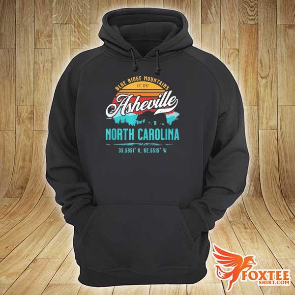 2021 asheville north carolina retro blue ridge mountains sun bear hoodie