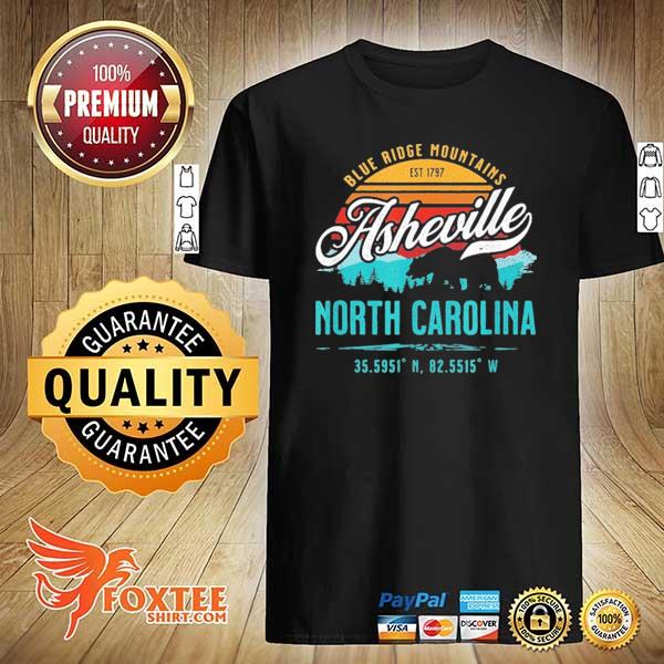 2021 asheville north carolina retro blue ridge mountains sun bear shirt