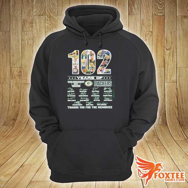 Awesome 102 years of the greatest nfl teams packers signatures thank you for the memories hoodie