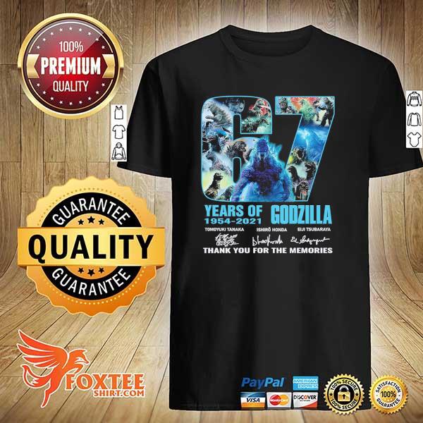 Awesome 67 years of 1954 -2021 godzilla signatures thank you for the memories shirt