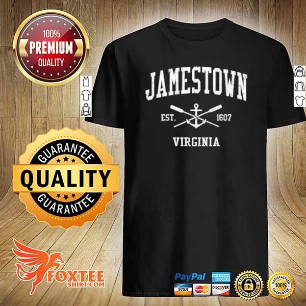 Awesome jamestown va virginia crossed oars and boat anchor sports 1607 shirt