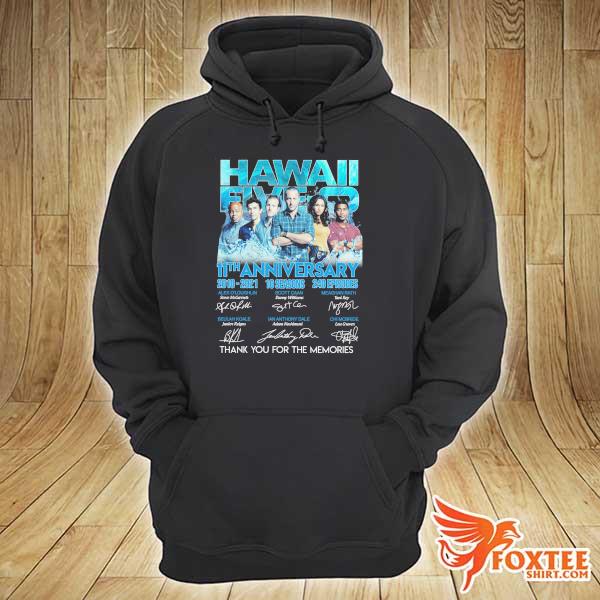 Awesome the hawaii five-o 11th anniversary 2010 2021 with 10 season 240 episodes signatures thank you for the memories hoodie