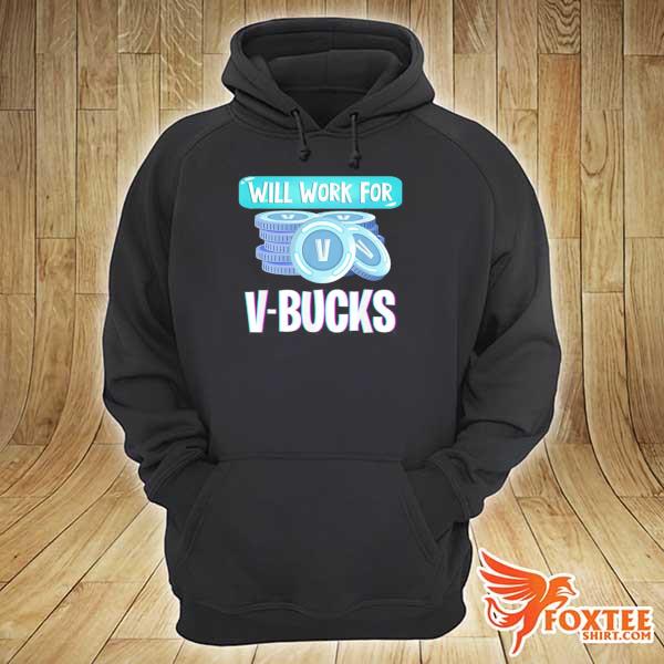 Official will work for v-bucks youth gamer hoodie