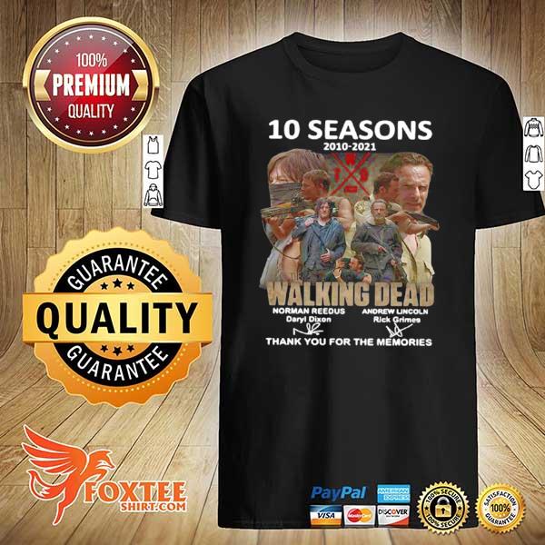 Walking Dead 10 Seasons 2010 2021 norman reedus daryl dixon andrew lincoln rick grimes T shirt