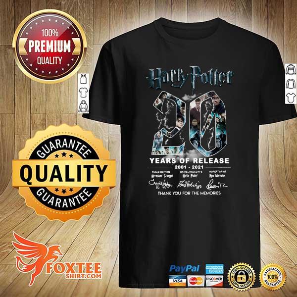 Harry Potter 20 Year Of Release 2001 - 2021 Signatures Thank You For The Memories Shirt