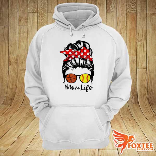 Mom life messy bun hair funny softball basketball mom hoodie