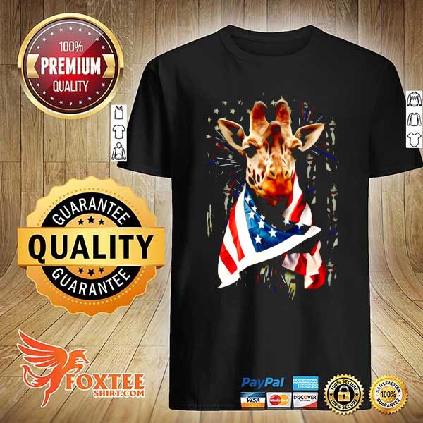 Giraffe Cool American Flag - For Giraffe Lover Independence Day Shirt