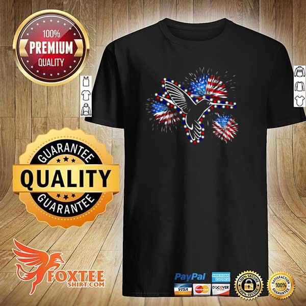 Hummingbird flag fireworks bird lover Independence Day Shirt