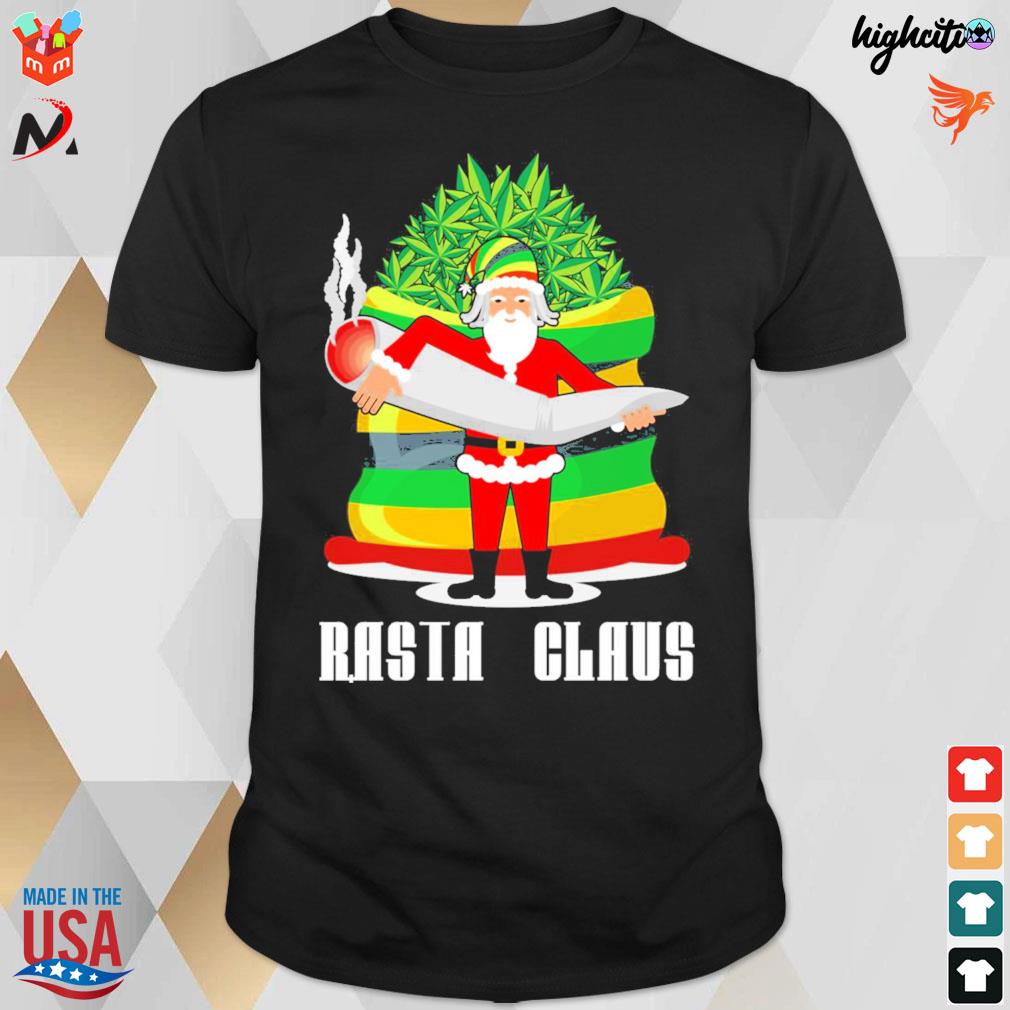 Rasta claus santa funny Christmas weed t-shirt