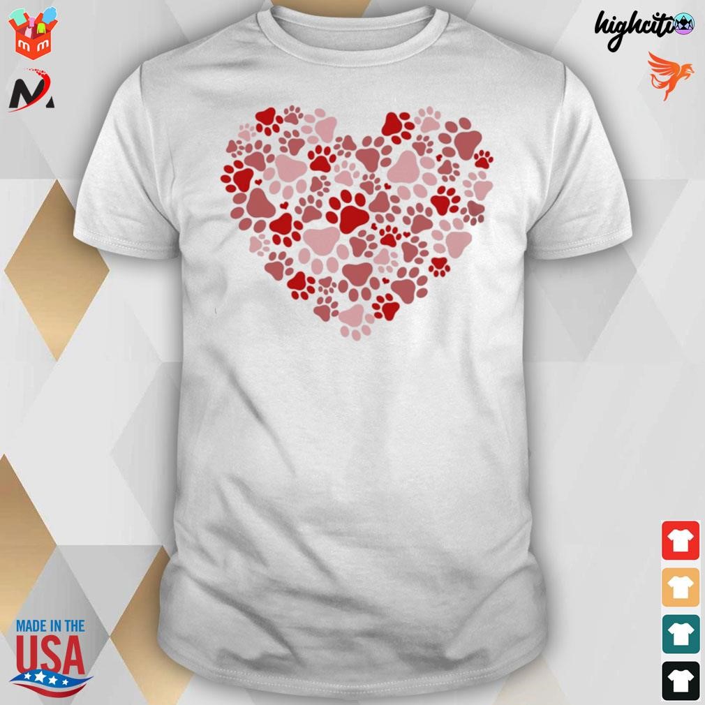 Heart paws Valentine day t-shirt