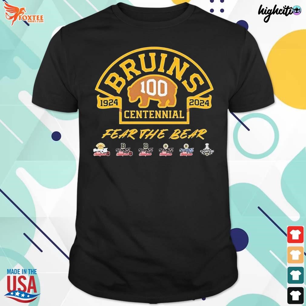 Nice boston Bruins 100th anniversary centennial 1924-2024 fear the bear t-shirt
