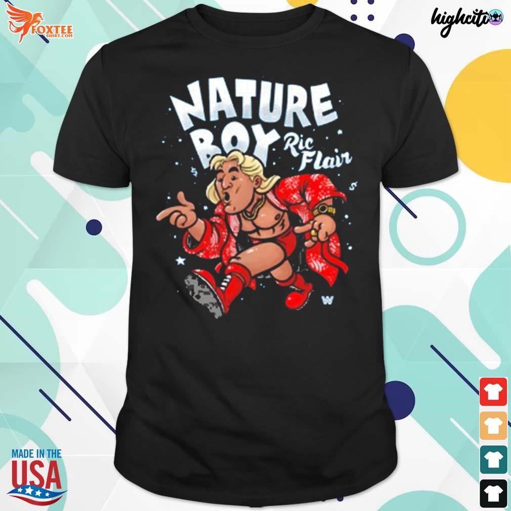 Premium men's fanatics branded royal Ric Flair cartoon nature boy t-shirt