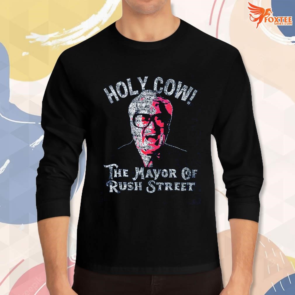 Chicago Cubs Retro Distressed Harry Caray Holy Cow! Mayor of Rush Street  T-Shirt