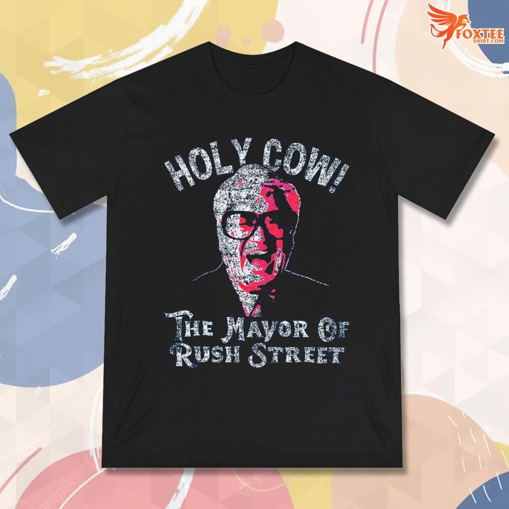 Chicago Cubs Retro Distressed Harry Caray Holy Cow! Mayor of Rush Street  T-Shirt