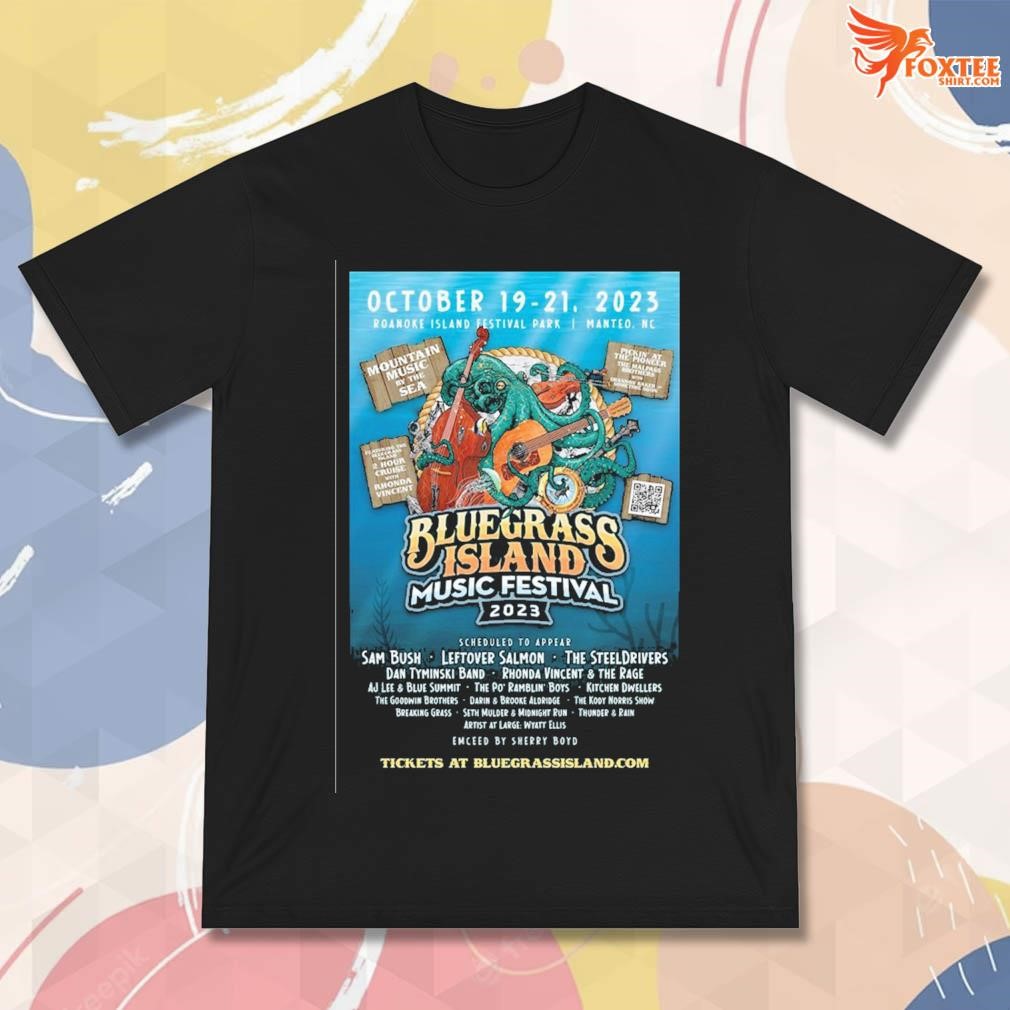 Best Bluegrass island music festival 2023 art poster design t-shirt